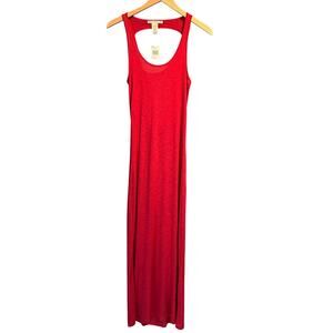Made 4 me 2look amazing maxi dress NWT open back deep red size medium knit comfy